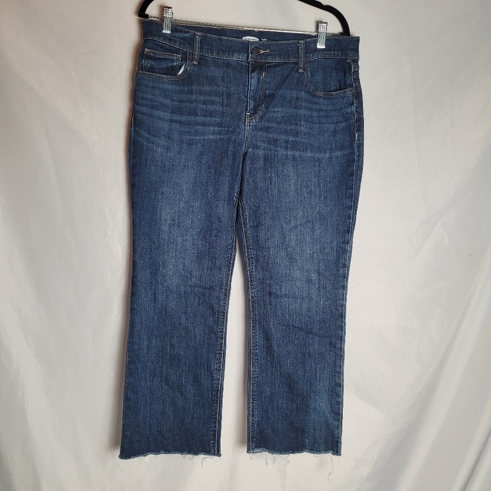 Old Navy Flare Ankle Raw Hem Jeans Women's Size 12 Read Inseam 24"